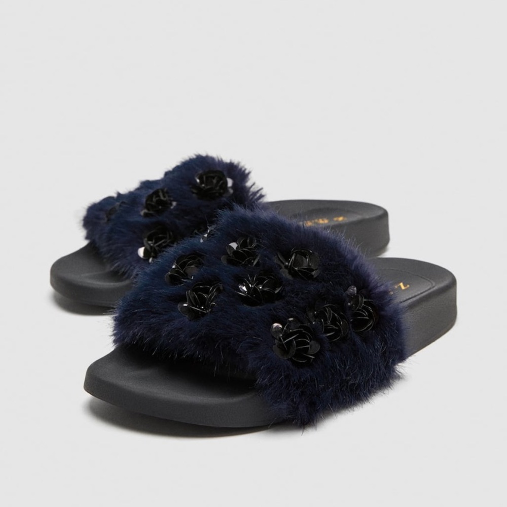 FUR SLIDES ZARA